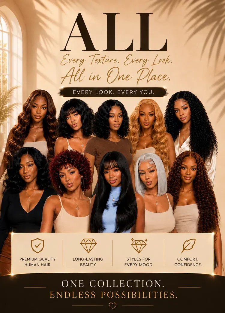 Gladiolaz collection featuring a range of wig styles and textures